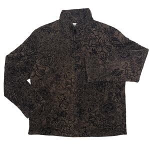 Chico's Travelers Quilted Floral Mock Neck Full Zip Jacket Medium